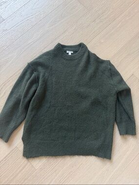 Topshop Women's Crewneck Sweater in Olive Green
